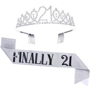 Finally 21 Silver Birthday Sash & Tiara